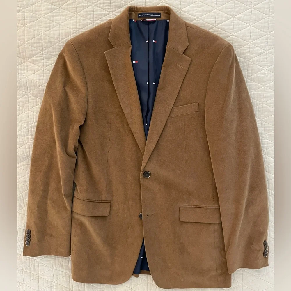 Tommy Hilfiger TH‎ Flex Modern Fit Fine Wale Corduroy Jacket in Brown 38 R $295